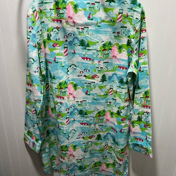 Crown & Ivy Tropical Colorful Scenic Print Pajama Nightgown - Picture 4 of 4